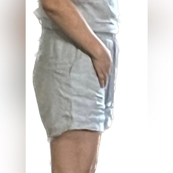 Embroidered Mesh Zip Up Short Chambray Romper Stretch Tie Up Pocket Denim Kawaii - Picture 5 of 10